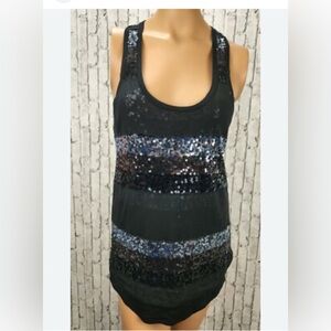 ✨ Express Sequin Stripe Racerback Tank – Black – XS – NWT ✨